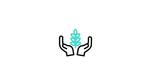 Animated Hands Holding Green Plant Sprout Icon