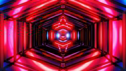 túnel digital geométrico rojo vibrante vj loop para fondo musical de eventos y festivales