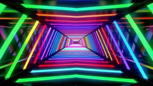 Mehrfarbige neongeometrische Lichttunnelschleife