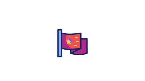 Animated Waving Flag Decorative Icon Loop