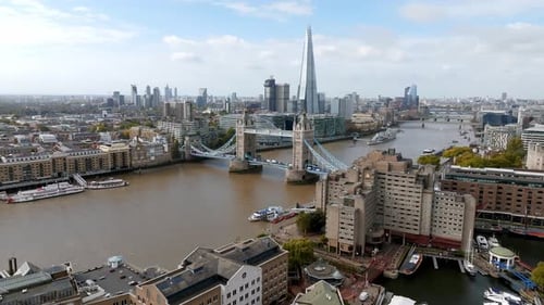 Iconic Tower Bridge Connecting London with Southwark on the Thames River