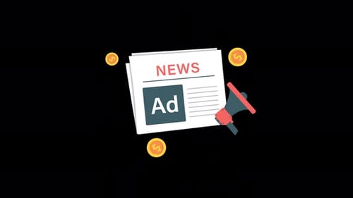 Animierte Zeitungswerbung. Video zum Marketing- und Werbekonzept - Transparent