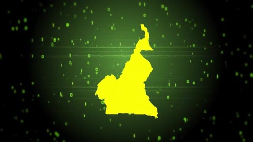 Futuristic Digital Map Reveal of Cameroon with Binary Code