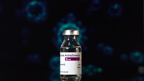 AstraZeneca Vaccine Vial Close-up in a Modern Lab