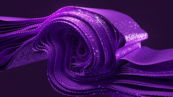 A Purple 3D Ribbon Twists with a Luminous Dot Pattern Creating a ...
