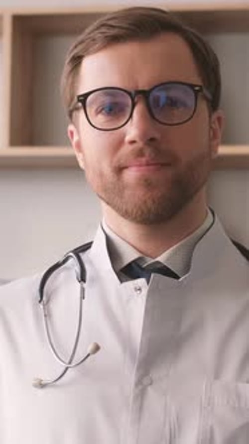Smiling Doctor Close Up Portrait in Clinic