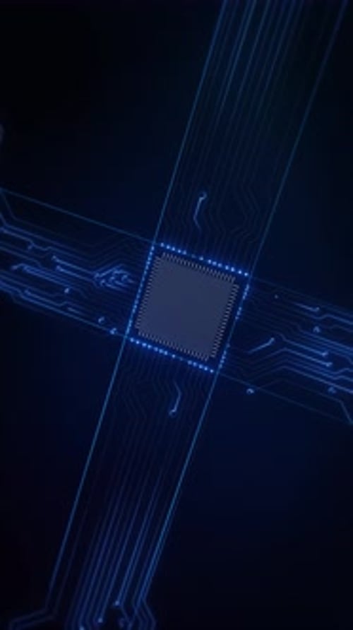 Circuit diagram of artificial intelligence big data chip Lines hologram information blocks, ai light