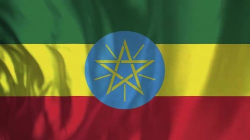 Realistic Waving National Flag of Ethiopia Animation
