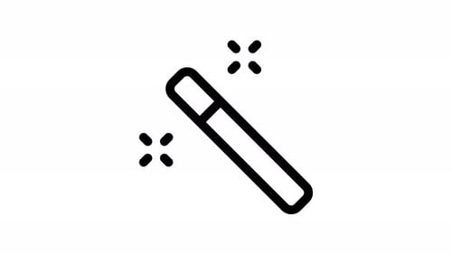 Animated Outline Magic Wand Icon with Sparkles