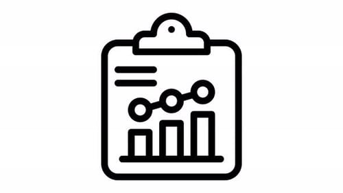 Animated Clipboard Icon with Growing Bar and Line Charts