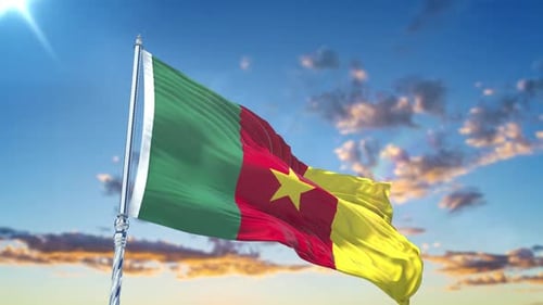 Cameroon National Flag Waving in Realistic 3D Animation