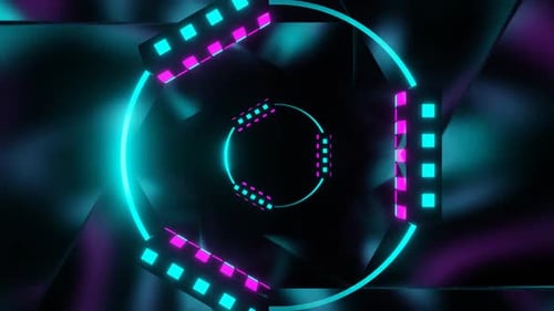 Cyan And Pink Neon Circle Background Vj Loop In HD