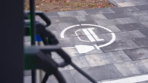 Electric Vehicle Charging Station on Paved Surface