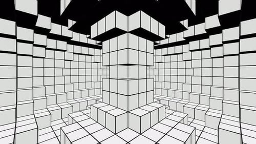 White And Black Floating Square Cirular Motion Background Vj Loop In 4K