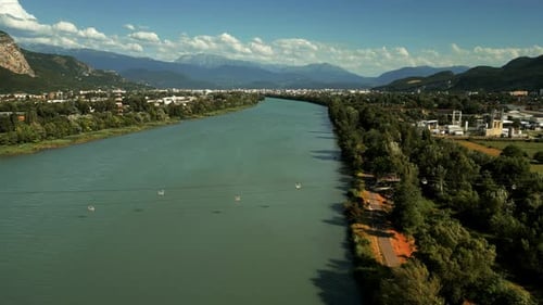 Mining Ropeway Over the Isere in Sassenage in France