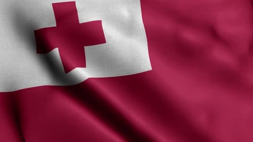 Tonga Flag Waving Loop Animation