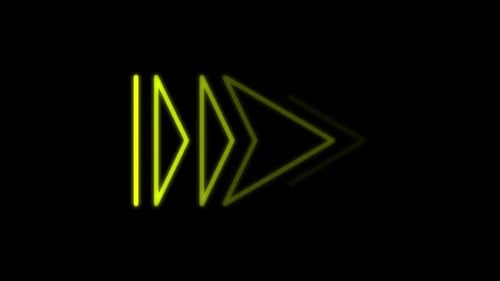 Animation of Yellow Neon Arrow Pointing Right on black background