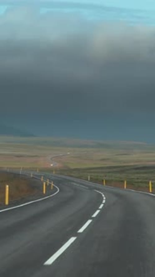 Car Driving on the Road to Iceland
