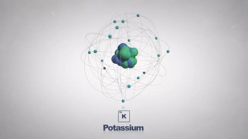 Seamlessly Looped Animated Potassium Atom - Element Periodic Table