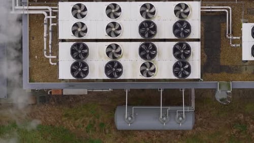 Aerial view of HVAC units, France.