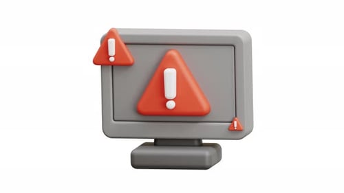 Ícone de alerta de erro de computador de animação 3D