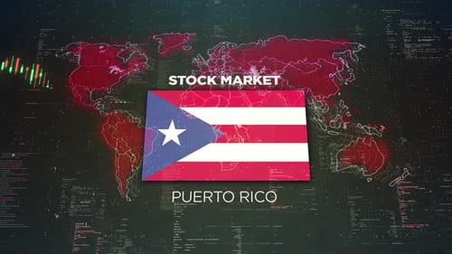 Puerto Rico Stock Market Chart Background With Flag