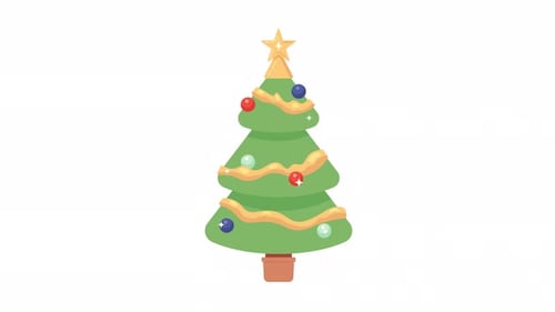 Sparkling baubles Christmas tree 2D object animation