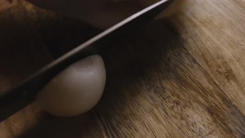 Chopping Onion with Vegetables for Cooking Preparation