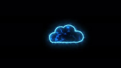 Glowing Blue Plexus Cloud Icon Animation