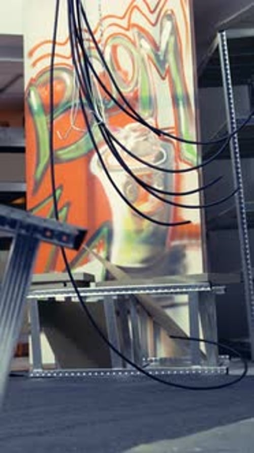 Assorted Equipment and Modern Art Piece