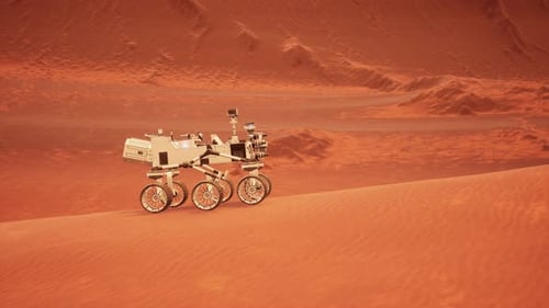 Mars Rover Explores Red Planet Landscape