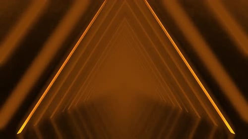 Futuristic Triangle Tunnel Loop with Glowing Orange Lines