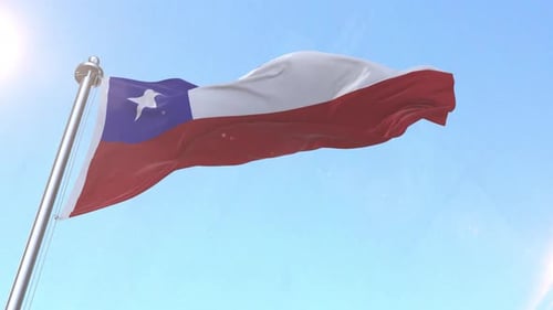 Chile Flag Waving In The Sky