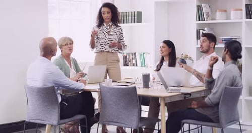 4k video footage of a group of businesspeople having a meeting in a modern office