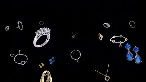 Moving animation of bracelets and jewelry. Transparent background and loop video