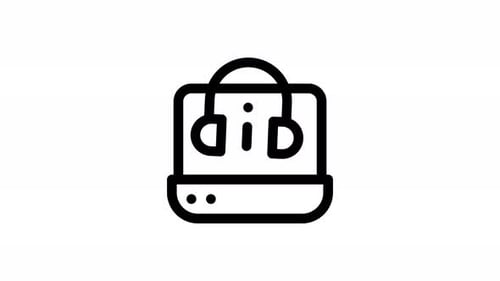 Animated Shopping Bag with Headphones and Aid Text