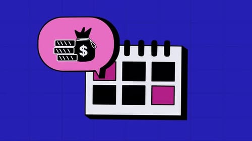 Flat Design Animation of Calendar and Money Bag Icon