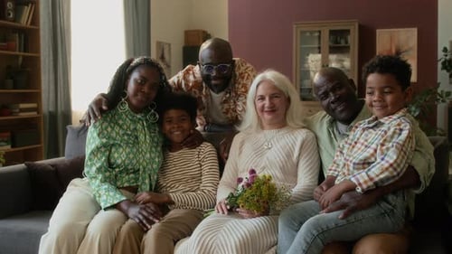 Multi-Generational Family Gathered Together for a Group Portrait