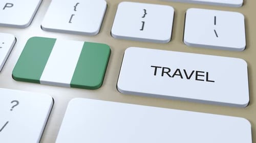 Nigerian Flag and Travel Button on Computer Keyboard