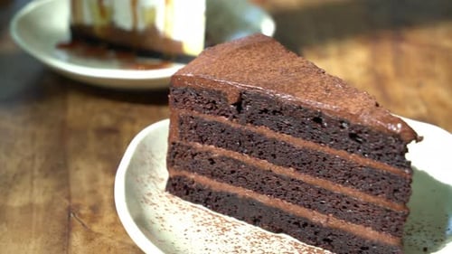 Dark Chocolate Cheesecake in cafe