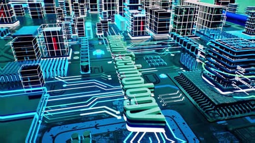 Texto de tecnología moderna con proyecto de tecnociudad digital