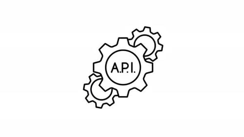 Icono de integración de API animado con ruedas dentadas