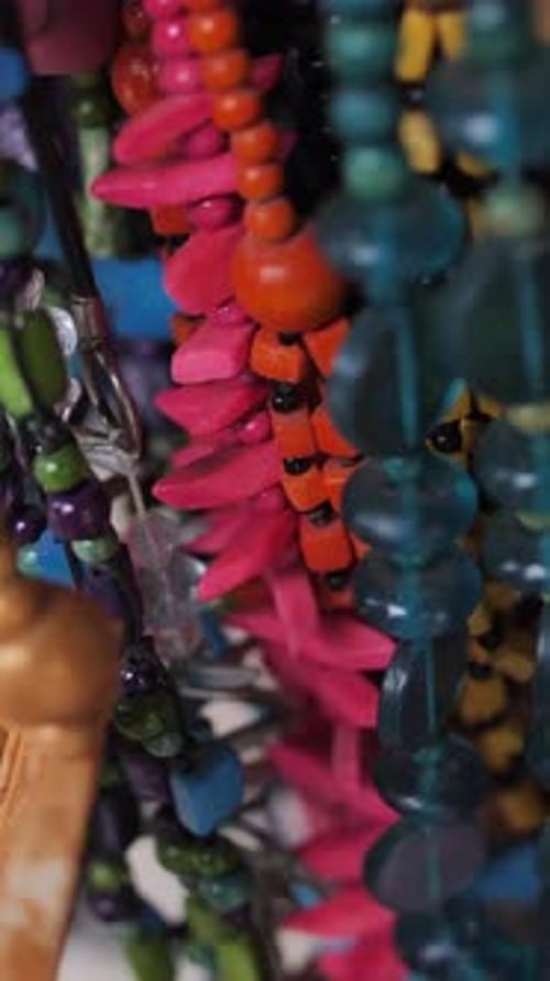 Colorful Beaded Necklaces, Jewelry Close Up