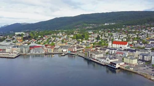 Molde Town Aerial Panoramic View Norway