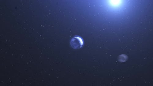 Der Mond dreht sich um die Erde, 3D-Animation