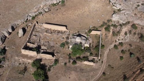Aerial View Of Historic Church Ruins District