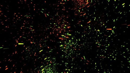 HD 3D animation. Whirlpool of mixed particles, flying on dark background