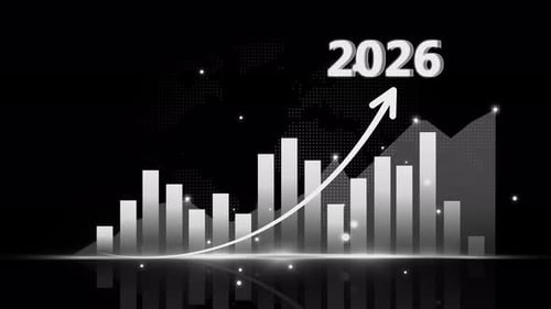 2026 Digital Graph with Glowing Bars and Arrow Animation