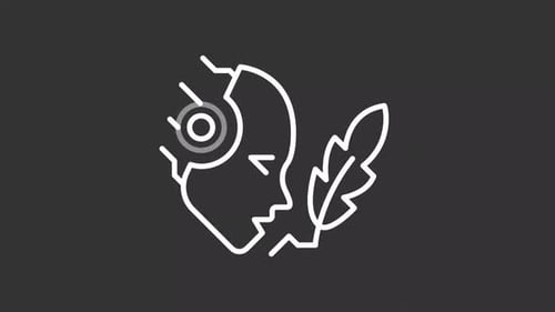 Minimalist Line Art Icon: Creative Mind and Writing Animation