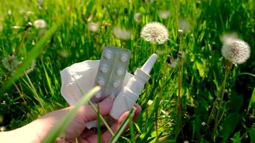 Allergy Remedies in Hands Selective Focus